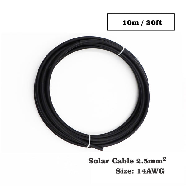 10m 30ft x 14AWG 2.5mm2 Black Color Positive wire Insulated photovoltaic electrical MC4 Connector cables solar panel connect - PanasiaMarine.Com