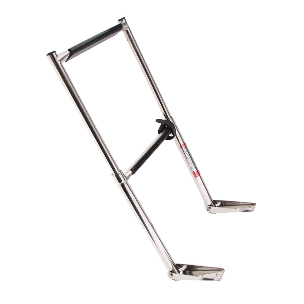 Telescoping 2-Step Stainless Steel Boat Ladder With Upper Platform - Polished Finish, For Boat, Yacht Or RV