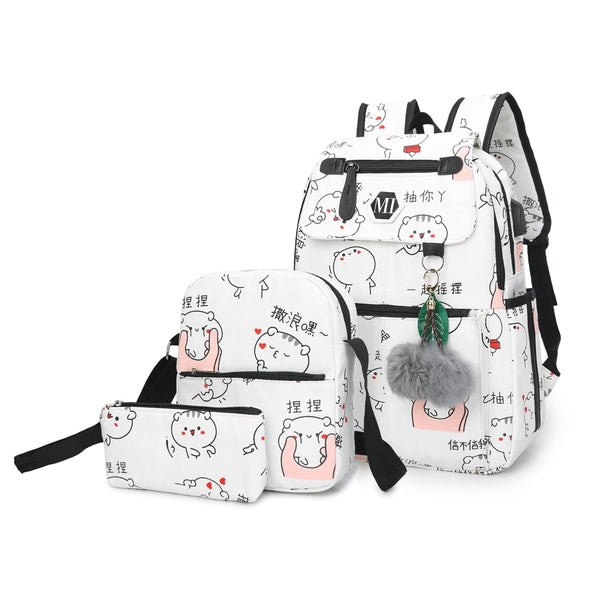 2019 USB Charging Canvas Backpack 3 Pcs/set Women School Backpacks Schoolbag For Teenagers Man Student Book Bag Boys Satchel - PanasiaMarine.Com