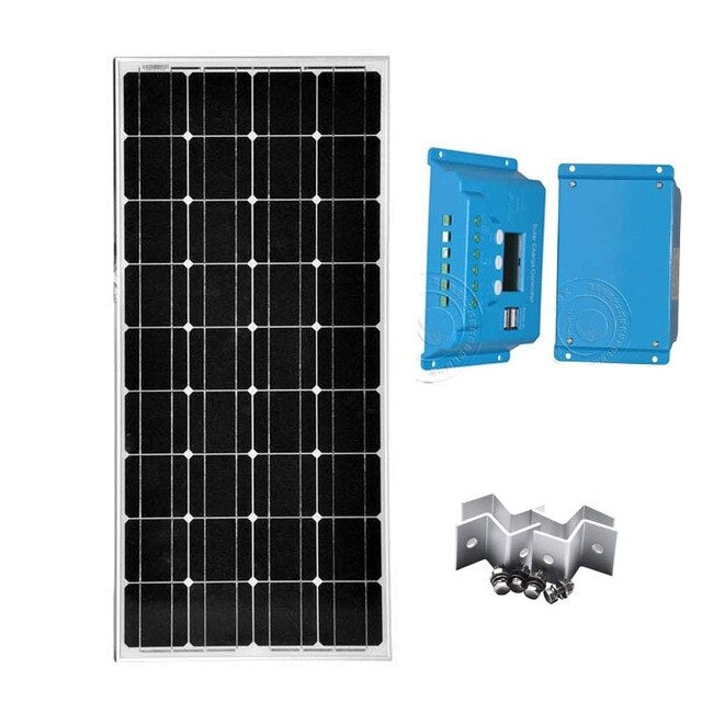 Pannelli Solari 18v 100W  Solar Charge Controller 12V/24V 10A Solar Light Kit RV Motorhome Caravan Solar Mobile Power Marine - PanasiaMarine.Com