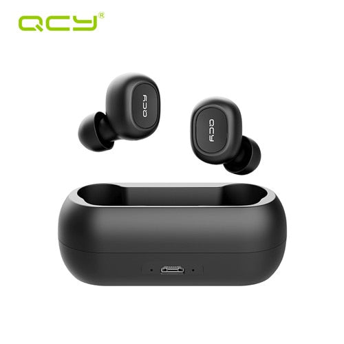 QCY QS1 T1C Mini Dual V5.0 Wireless Earphones Bluetooth Earphones 3D Stereo Sound Earbuds with Dual Microphone and Charging box - PanasiaMarine.Com