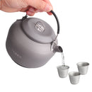 1.4L Alloy Kettle Camping Water Teapot Outdoor Coffee Pot Portable Cookware with Mesh Bag and 3 Titanium Cups - PanasiaMarine.Com