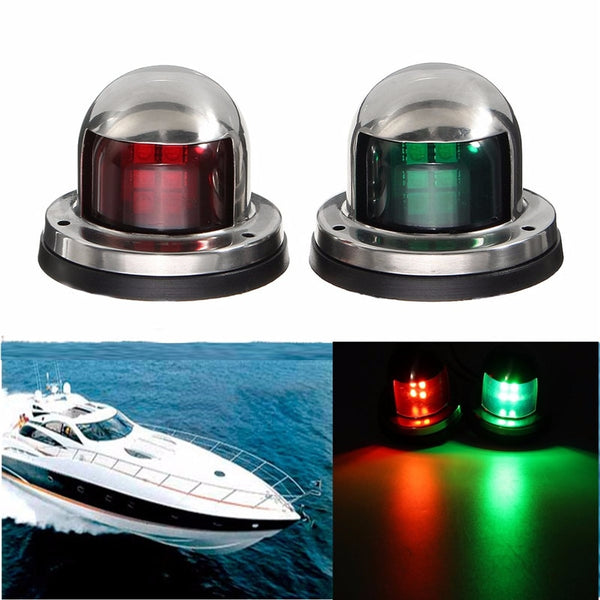 1Pair 12V Stainless Steel Red Green Bow LED Navigation Lights Marine Indicator Spot Light Marine Boat Yacht Sailing Signal Light - PanasiaMarine.Com