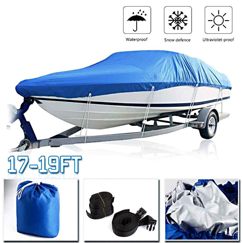 Boat Cover Waterproof Silver Reflective Fit V-HULL Fishing Boat Runabout Bass Boat Heavy Duty Trailerable Fishing SKI Protection - PanasiaMarine.Com