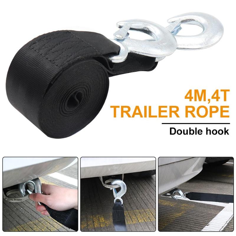 4m/13ft 4T Car Tow Rope Winch Rope String Line with Hooks Towing Strap Cable Emergency Road Trailer Rope for ATV UTV Off-Road - PanasiaMarine.Com