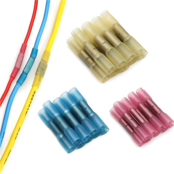 10/20/25/50PCS Heat Shrink Butt Terminals Insulated Electrical Wire Connectors AWG 22-10 Cable Crimping Terminals Connector Kit - PanasiaMarine.Com