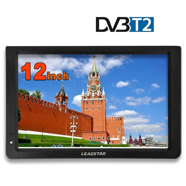 Portable 12 Inch Tft Led 1080P Hd Pvr H.265 Dvbt2 Digital Analog TV Car Television Support Usb Tf Card Reader EU Plug - PanasiaMarine.Com