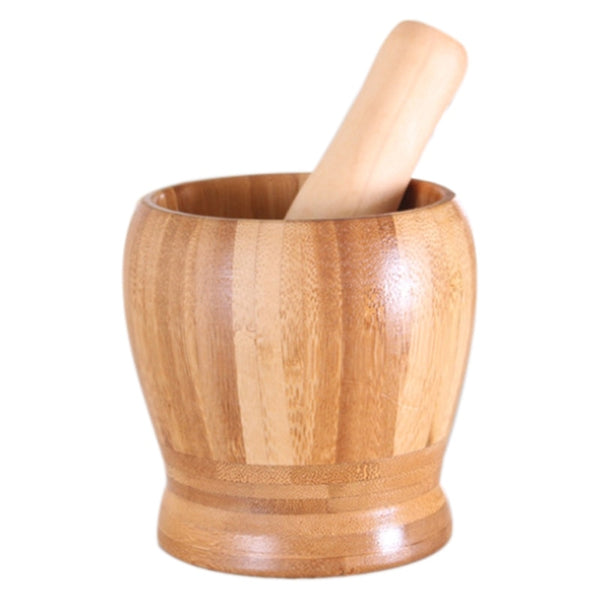 Pestle Grinding Bowl Set Bamboo Mortar And Pestle Pedestal Bowl Garlic Pugging Pot Spice Pepper Mill Tools Kitchen Tools - PanasiaMarine.Com