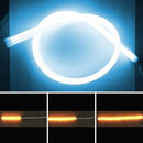 60cm Car Flexible Strip LED Ice Blue Amber Sequential Flasher Flowing Switchback Turn Signal Light Angel Eye DRL Lamp Headlights - PanasiaMarine.Com