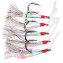 5pcs/set Stainless Steel Barbed Assist Feather Hooks Jigging Hook with Flasher Fish Skin Sea Ice Ocean Boat All Fishing Position - PanasiaMarine.Com
