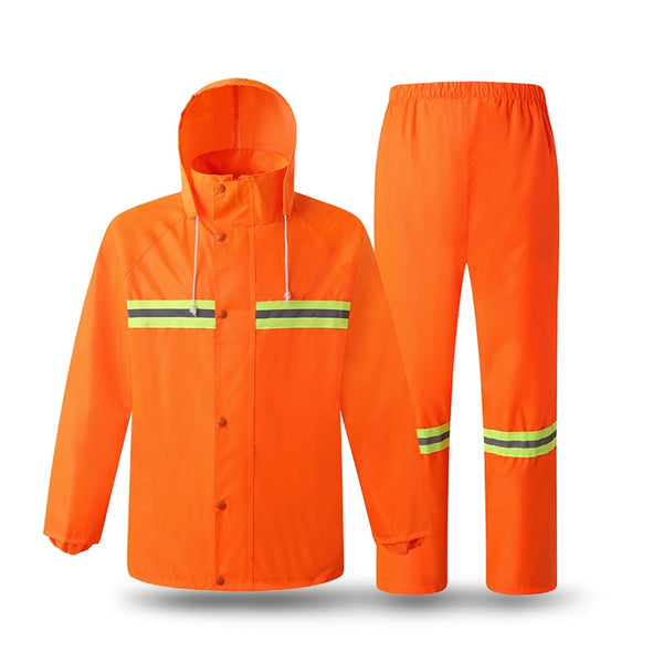 Reflective Raincoat Construction Sanitation Fluorescent Rain Gear Traffic Waterproof Windproof Work Jacket Outdoor Fishing Suit - PanasiaMarine.Com