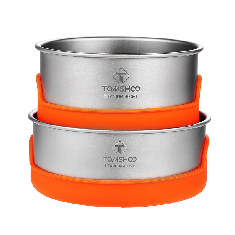 TOMSHOO Ultralight Titanium Bowl Sets Silicone Insulation Camping Bowl Outdoor Tableware Picnic Water Cup Mug Camping Cookware - PanasiaMarine.Com