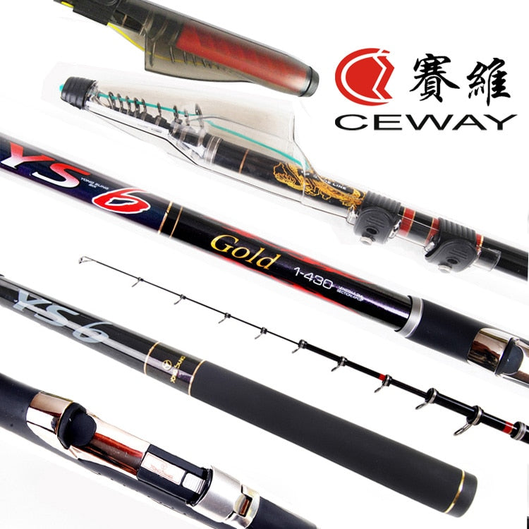 Carbon Fibre Rock ISO Fishing Rods CEWAY YS 6 GOLD Fishing Tackle Fish Poles Telescope ISO Pole Bolognese Rod FREE SHIPPING - PanasiaMarine.Com