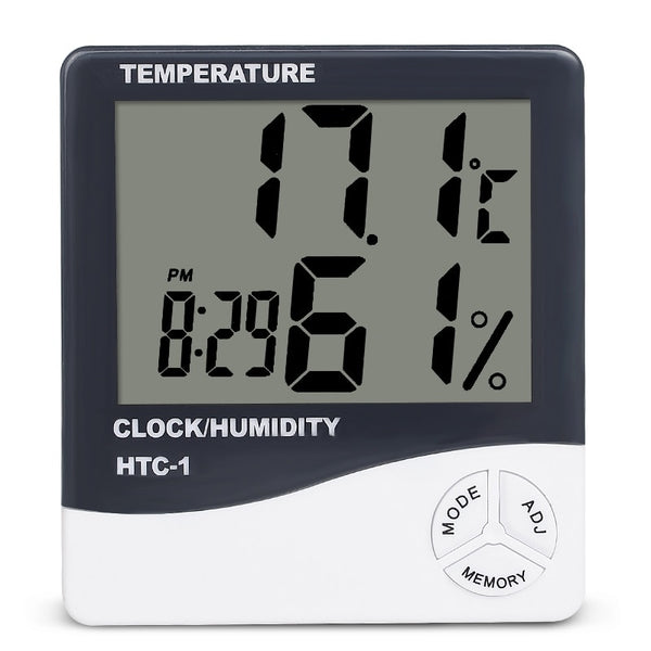Indoor Room LCD Electronic Temperature Humidity Meter Digital Thermometer Hygrometer Weather Station Alarm Clock HTC-1 - PanasiaMarine.Com