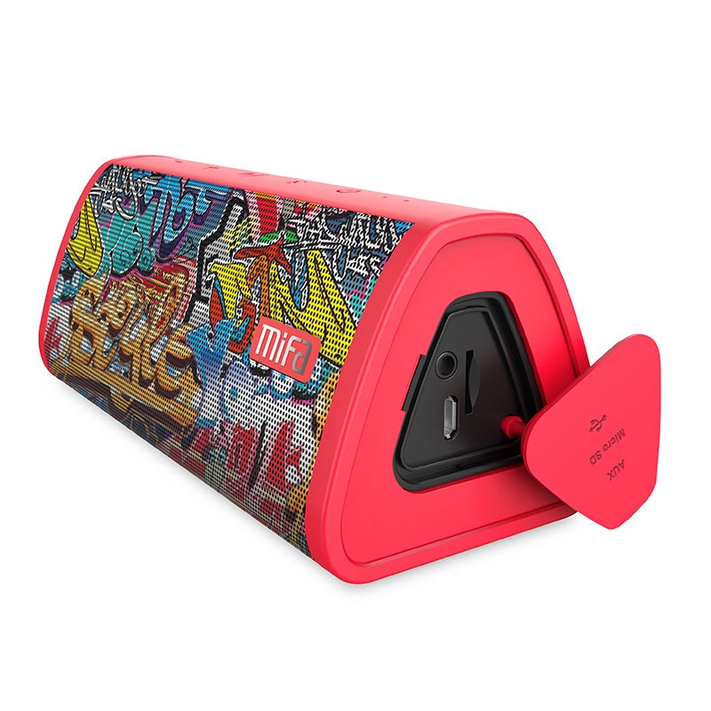 MIFA Red-Graffiti Bluetooth Speaker  Built-in Microphone Stereo Rock Sound Outdoor 10W Portable Wireless Speaker Support TF card - PanasiaMarine.Com