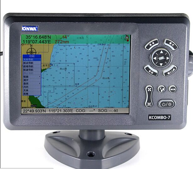7-inch LCD GPS chartplotter and  fishfinder with internal GPS antenna  onwa kcombo7 with transducer - PanasiaMarine.Com