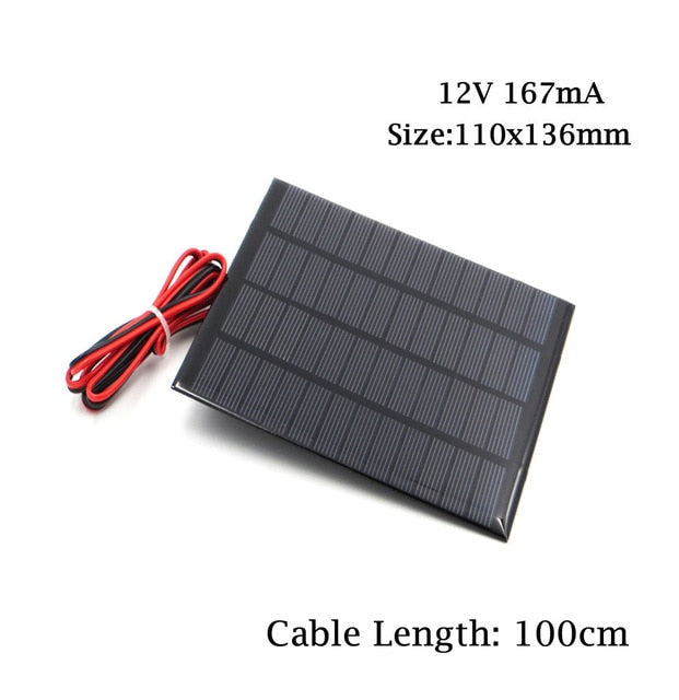 12V 18V Solar Panel with 100/200cm wire Mini Solar System DIY For Battery Cell Phone Charger 1.8W 1.92W 2W 2.5W 3W 1.5W 4.5W 5W - PanasiaMarine.Com