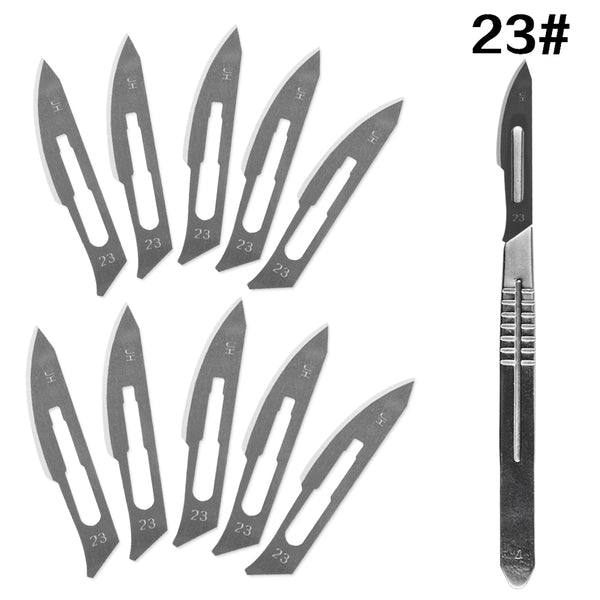 10 pc 20#--23# Carbon Steel Surgical Scalpel Blades + 1pc 4# Handle Scalpel DIY Cutting Tool PCB Repair Animal Surgical Knife - PanasiaMarine.Com