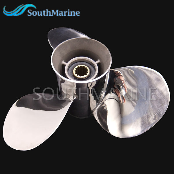 Stainless Steel Propeller 11 3/8x12-G For Yamaha 40HP 50HP Outboard Motor Boat Engine 11 3/8 x 12 -G 13 splines,Free Shipping - PanasiaMarine.Com