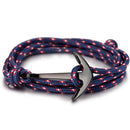 High quality fashion black anchor bracelet men's charm survival rope chain leather friendship bracelet men and women jewelry - PanasiaMarine.Com