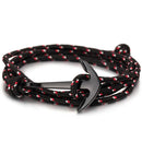 High quality fashion black anchor bracelet men's charm survival rope chain leather friendship bracelet men and women jewelry - PanasiaMarine.Com