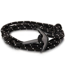 High quality fashion black anchor bracelet men's charm survival rope chain leather friendship bracelet men and women jewelry - PanasiaMarine.Com