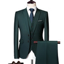 Wonderful Groom Male Wedding Prom Suit Green Slim Fit Tuxedo Men Formal Business Work Wear Suits 3Pcs Set (Jacket+Pants+Vest) - PanasiaMarine.Com