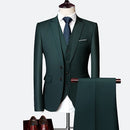 Wonderful Groom Male Wedding Prom Suit Green Slim Fit Tuxedo Men Formal Business Work Wear Suits 3Pcs Set (Jacket+Pants+Vest) - PanasiaMarine.Com