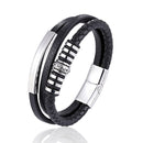 Popular leather bracelet jewelry 6mm 7 stainless steel accessories curved pipe steel color dominate men's bracelet black gift - PanasiaMarine.Com
