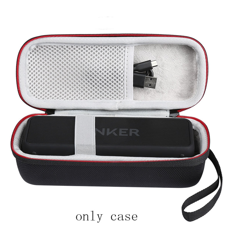 Portable Wireless Bluetooth EVA Speaker Case For Anker SoundCore 2 With Mesh Dual Pocket Audio Cable Carrying Travel Bag-Black - PanasiaMarine.Com