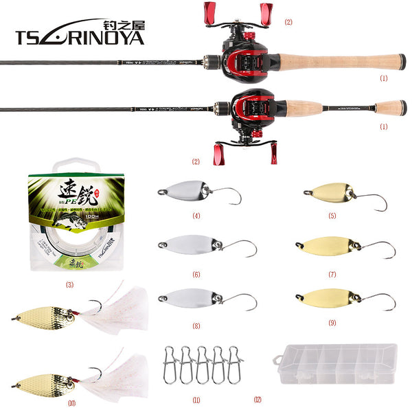 TSURINOYA Fishing Combo Rod+Reel+Line+Bait Box Fishing Tackle 1.89m UL Baitcasting Rod XF-50 Casting Reel 100m PE Line Spoon Rod - PanasiaMarine.Com