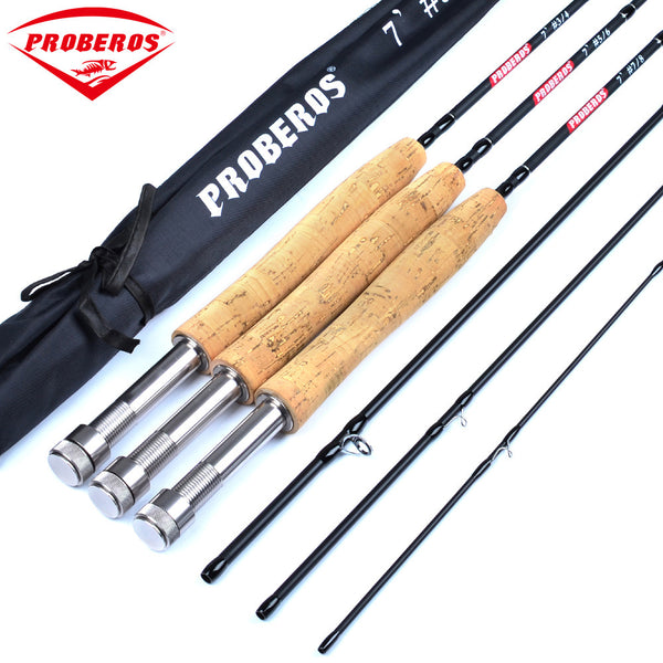 PRO BEROS 7ft Carbon Fiber Lure Hard Fly Fishing Rod 2.1M 4-Section Fishing Pole Line Wt 3/4 5/6 7/8 Cork Handle Fishing Tackle - PanasiaMarine.Com