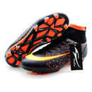 MAULTBY Men's Black Orange High Ankle AG Sole Outdoor Cleats Football Boots Shoes Soccer Cleats