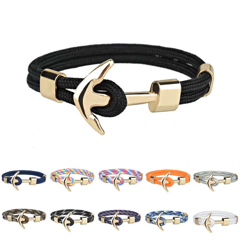 Kirykle Hot Sale Couple Bracelets Fashion Alloy Anchor Bracelets Bangles braided Polyester Rope Bracelets for Women Men Gifts - PanasiaMarine.Com