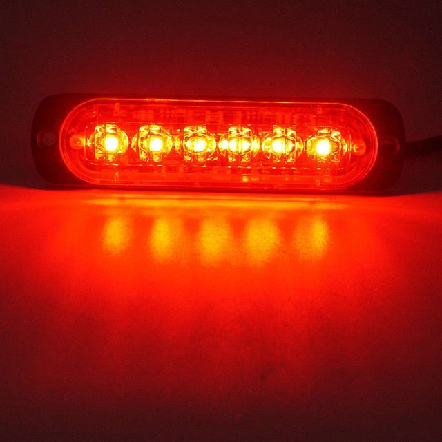 DC12-24V 18W 6 LED Amber/Red/White Car Truck Motorcycle Emergency Beacon Warning Hazard Flash Strobe Underbody Turn Light Bar - PanasiaMarine.Com