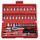 46pcs/set Car Repair Tools Socket Set 1/4'' Drive Ratchet Wrench Spanner Screwdrive Hex Kits Household Combination Hand Tool Set - PanasiaMarine.Com