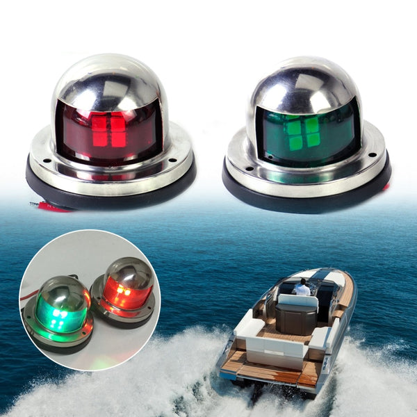 Ansblue 1 Pair Stainless Steel 12V LED Bow Navigation Light Red Green Sailing Signal Light for Marine Boat Yacht Warning Light - PanasiaMarine.Com