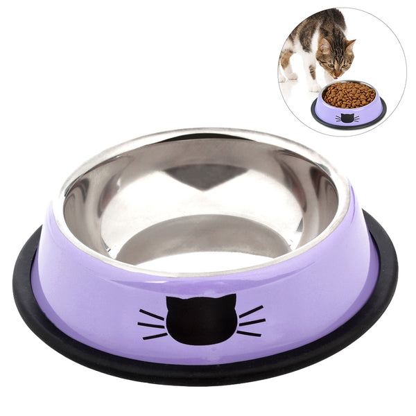 2019 New Stainless Steel Paint Pet Cat Bowl Pet Bowl Stainless Steel Non-Skid Rubber Base Dog Bowl Cat Bowl For Food Water - PanasiaMarine.Com