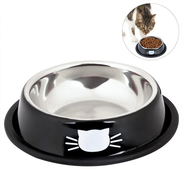 2019 New Stainless Steel Paint Pet Cat Bowl Pet Bowl Stainless Steel Non-Skid Rubber Base Dog Bowl Cat Bowl For Food Water - PanasiaMarine.Com