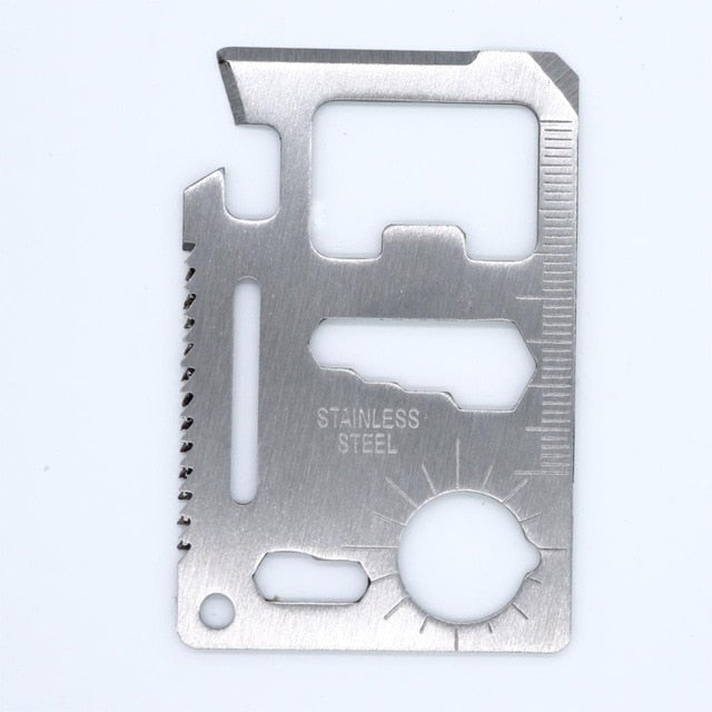 Multi Tools 11 in 1 Multifunction Outdoor Hunting Survival Camping Pocket Military Credit Card Knife Silver  Multitool - PanasiaMarine.Com