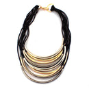 MANILAI Multi Layers Statement Necklaces For Women Maxi Choker Fashion Jewelry Rubber Band Bright Metal Pipe Pendants Necklaces - PanasiaMarine.Com