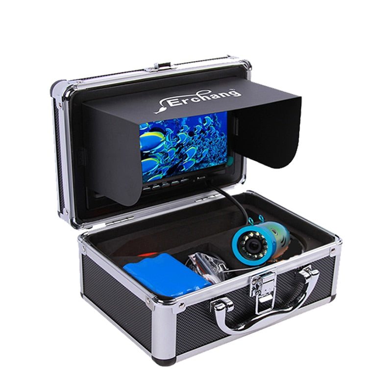 Erchang Fish Finder Underwater Fishing Camera 7 Inch 1000TVL Waterproof Video Underwater Camera 12 PCS Infrared Lamp ICE Fishing - PanasiaMarine.Com