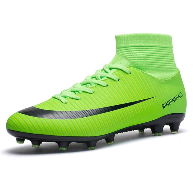 ZHENZU Outdoor Men Boys Soccer Shoes Football Boots High Ankle Kids Cleats Training Sport Sneakers Size 35-45 Dropshipping - PanasiaMarine.Com