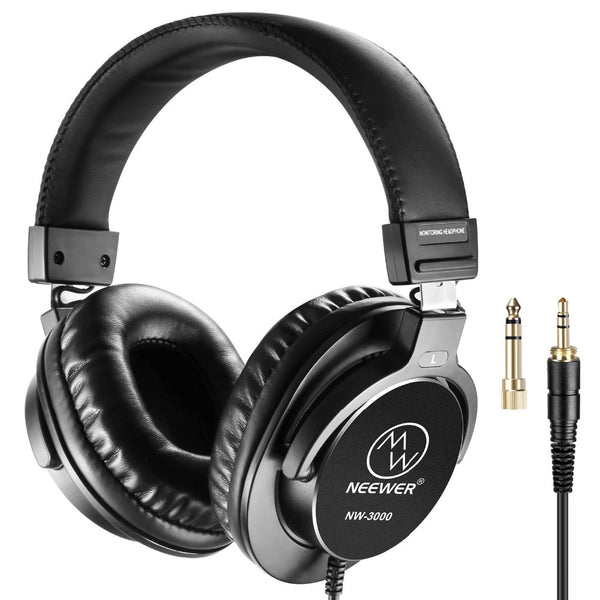 Neewer 3.5mm Studio Monitor Headphones - Dynamic Rotatable Headsets with 45mm Loudhailer Driver, 3M Cable, 6.35mm Plug Adapter - PanasiaMarine.Com
