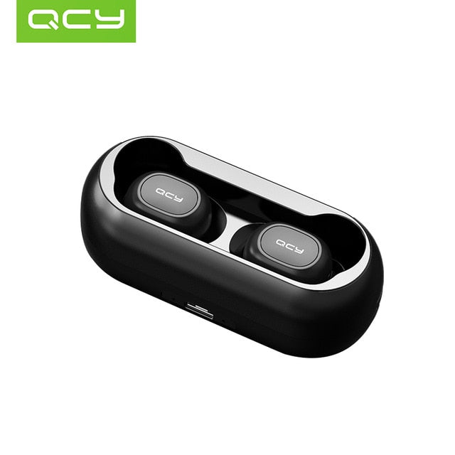 QCY QS1 T1C Mini Dual V5.0 Wireless Earphones Bluetooth Earphones 3D Stereo Sound Earbuds with Dual Microphone and Charging box - PanasiaMarine.Com