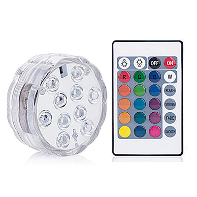 10 Led Remote Controlled RGB Submersible Light Battery Operated Underwater Night Lamp Outdoor Vase Bowl Garden Party Decoration - PanasiaMarine.Com