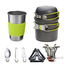 Outdoor Camping Hiking Picnic Teapot Pot Set Portable Cookware Mess Kit Carabiner Camping Cookware Stove With Tea Cup Coffee Cup - PanasiaMarine.Com