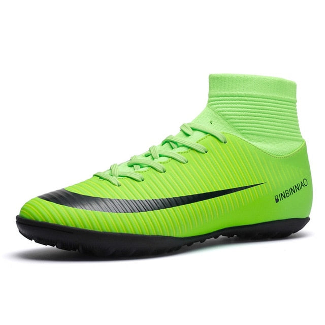 ZHENZU Turf Indoor Black Men Soccer Shoes Kids Cleats Training Football Boots High Ankle Sport Sneakers Size 35-45 Dropshipping - PanasiaMarine.Com
