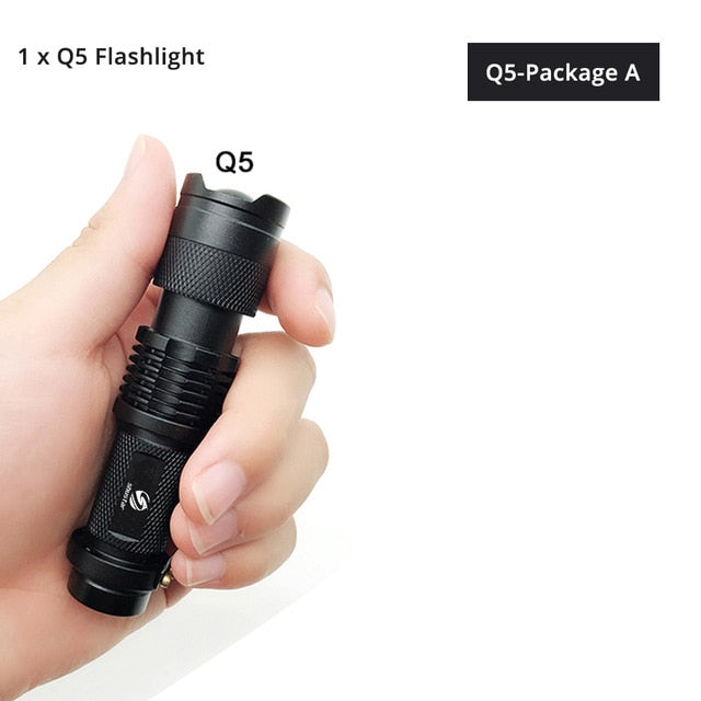 Mini LED Flashlight 4000LM Q5 T6 LED Torch Adjustable Focus Zoom Flash Light Lamp use 14500 and 18650 battery Give gift - PanasiaMarine.Com