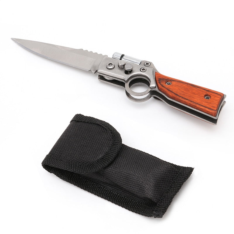 OOTDTY AK47 Gun Shaped Pocket Tactical Folding Blade Knife Survival Hunting Camping Pocket Knife With LED New - PanasiaMarine.Com